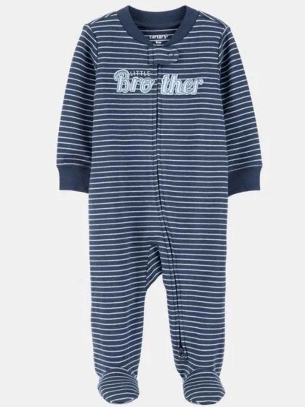 Baby Boy 'Little Brother' 2-Way Zip Cotton Sleep & Play Pajamas - Blue